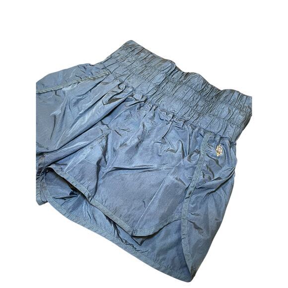 Free People FP Movement Women Small Way Home Shorts Shiny Deep Blue High Waist - Picture 10 of 10